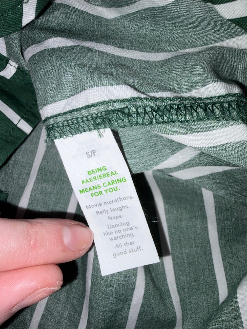 Aerie Oversized Green Stripe Button-Up Shirt - Picture 3 of 6